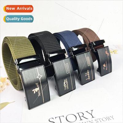 Faux Nylon Mens Braided Automatic Buckle Toothless Belt Busi
