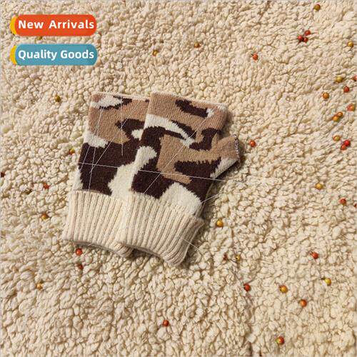 Fashion leopard print half-finger gloves fall and winter new
