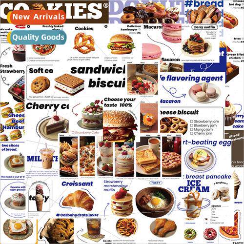 50 cartoon all kinds of food graffiti stickers decorative ha