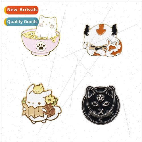 Cartoon kitty brooch Japanese cute sleepy cat learning cat s