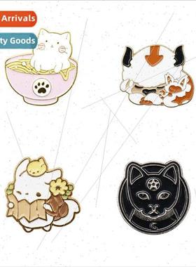 Cartoon kitty brooch Japanese cute sleepy cat learning cat s