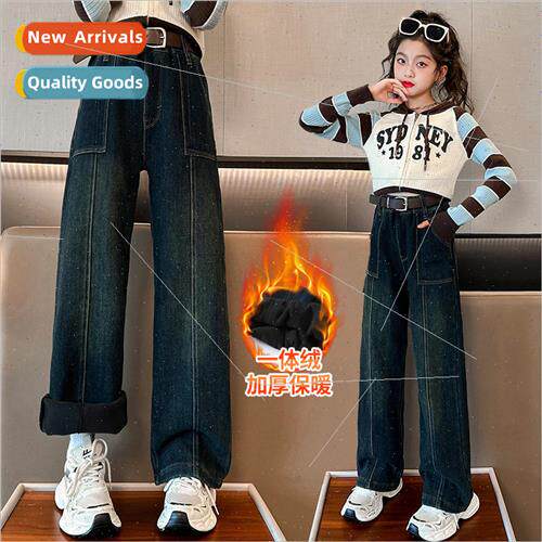 Womens childrens fall and winter  denim padded pants big gir