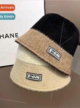 Korea color blocking fisherman hat female Japanese round top