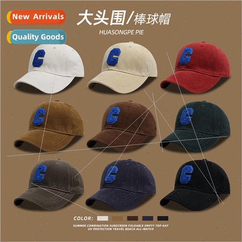 Big head cap female  personalized letter C baseball cap Kore