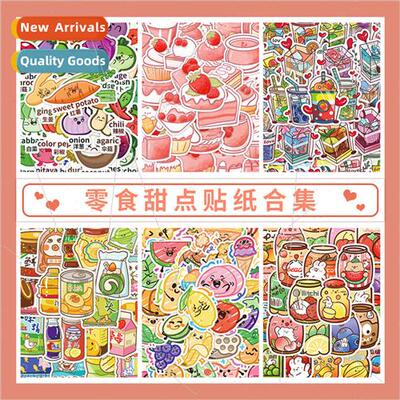 60 -repeating snacks and drinks stickers cute girl heart cak