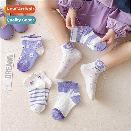 Taro rabbit baby socks cute cartoon printing purple Departme