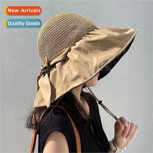 Vinyl bow sun hat female summer hollow straw hat ultraviolet