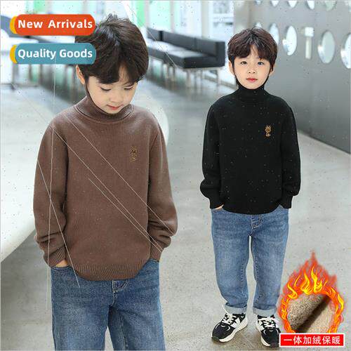 Boys sweater high collar padded thickened 2023 new middle an