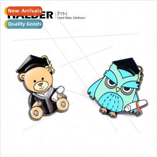 Owl Graduation Dr. Bear College Bookbag Decorative Metal Pin