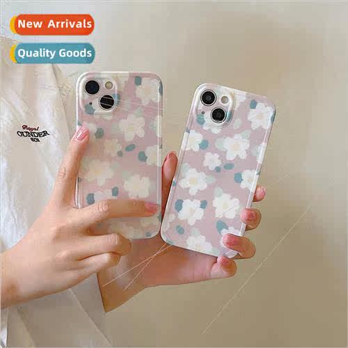 Korean wind ins gray and white flowers 14ProMax niche female
