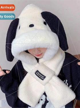 2023 new Pacha puppy cartoon thickened plush hooded scarf wi