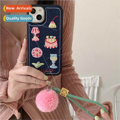 Autumn new embroidery table lamp cake 适用 iPhone 14/13 phon