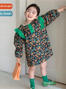 Girls dress spring and fall 2023 Korean  of the new floral p