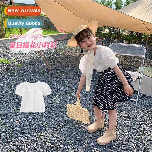 girls white shirt 2022 summer new Korean temperament light b