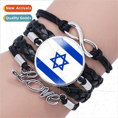 Israel Flag Pattern Time Gemstone Bracelet love infinity mul