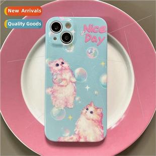 Teenage girl blue background dream bubble cat 适用 13promax