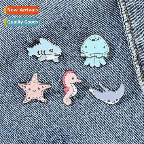 Sea life series Q  brooch shark jellyfish starfish seahorse