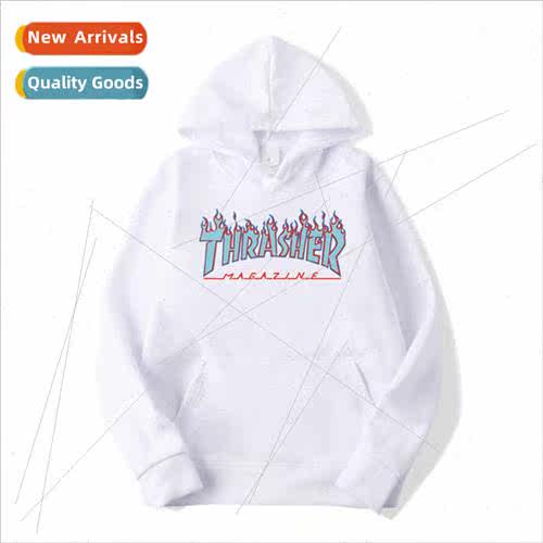 new fashion printing flame warm men and women round neck swe