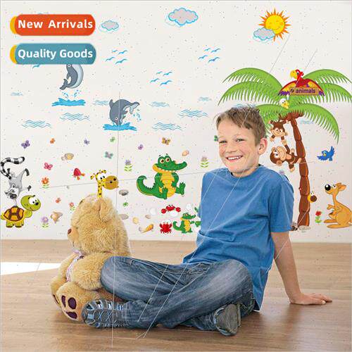 New wall stickers cartoon animals beach three generations re