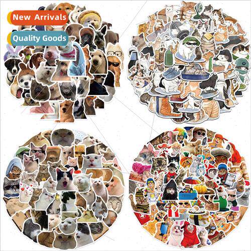 50pcs of cat and dog emoticons combination  graffiti sticker