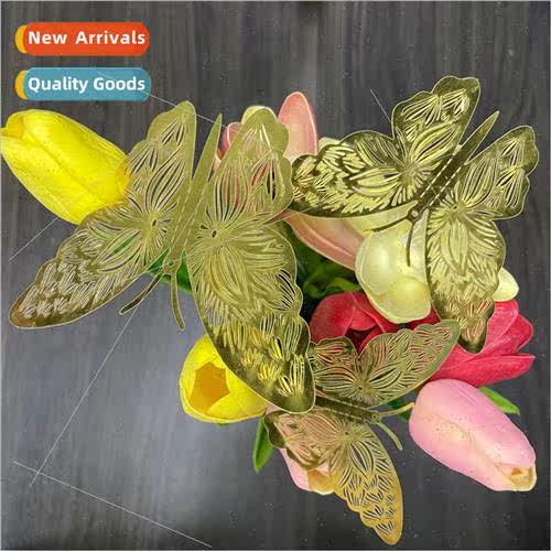 3D hollow butterfly gold silver rose gold metallic paper wal