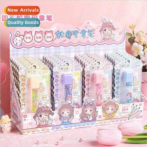 Witty sister folding ear sister outline stamp pen students c