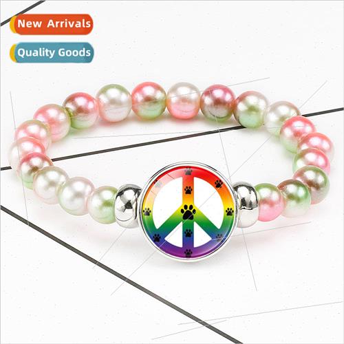 Jewelry Peace Label Stch Beaded Bracelet Acrylic Bracelet Sm