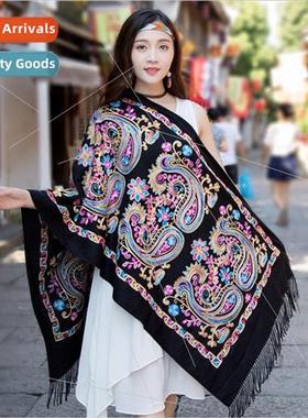 Autumn and winter new cashew embroidery faux cashmere scarf