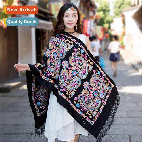 Autumn and winter new cashew embroidery faux cashmere scarf