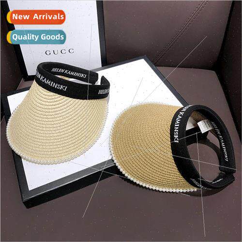 Pearl straw sun hat children summer sun hat UV large brim be