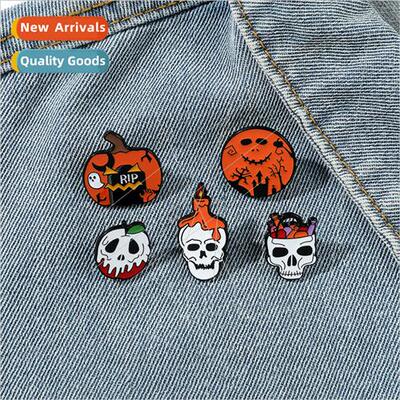 New creative Halloween skull brooch spooky pumpkin skull can