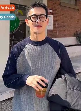 Fashion color blocking shoulder sleeve sweater mens autumn a