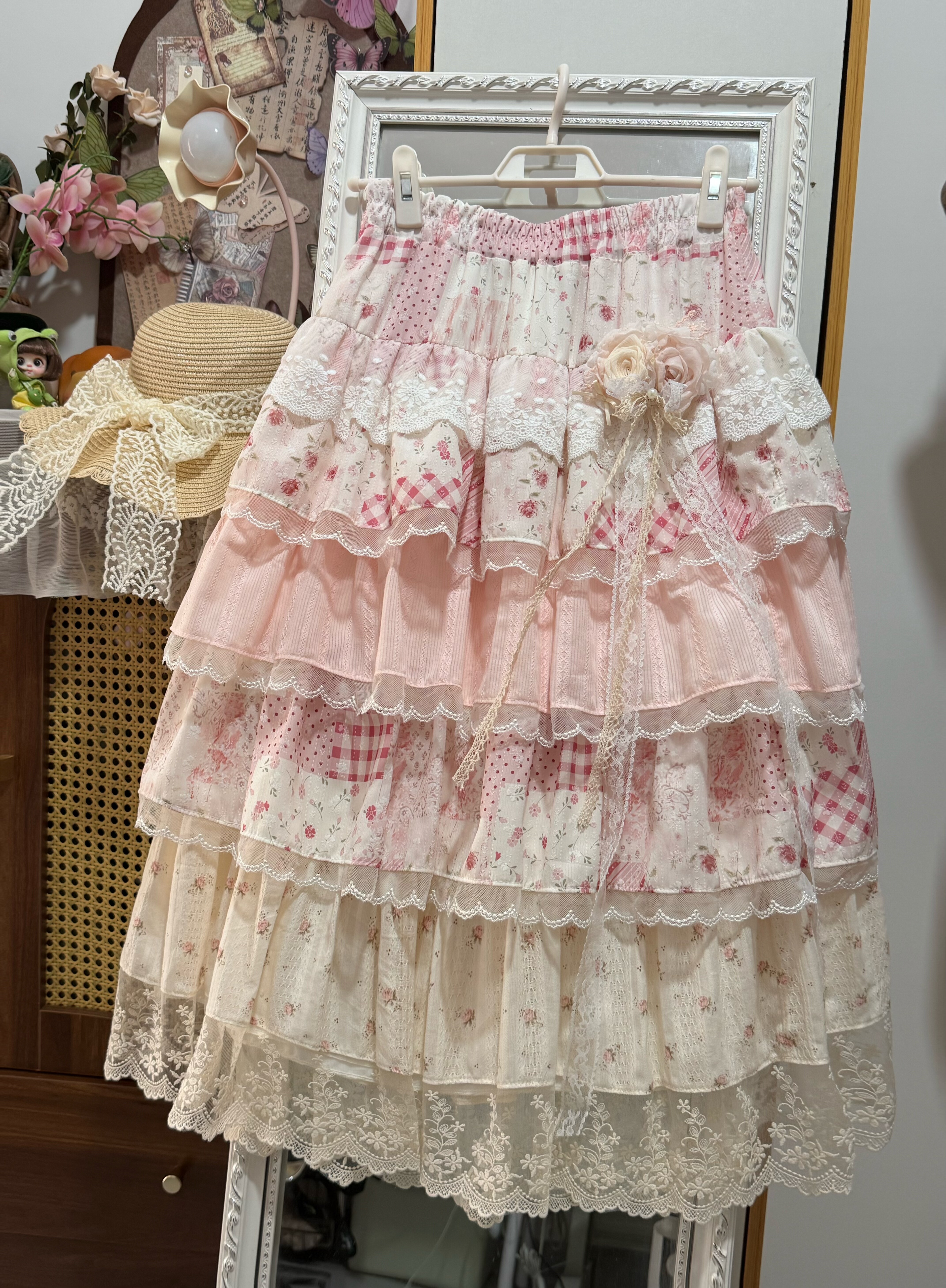 GFMin手作原创手工半身裙不规则拼布甜美仙女蛋糕裙