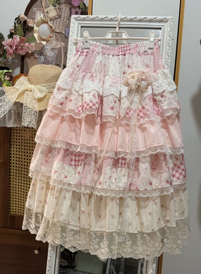 GFMin手作原创手工半身裙不规则拼布甜美仙女蛋糕裙