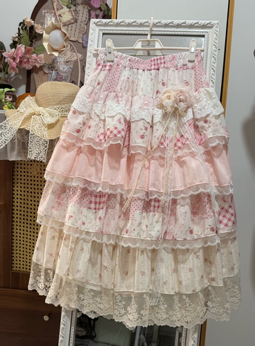 GFMin手作原创手工半身裙不规则拼布甜美仙女蛋糕裙