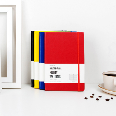 广博a5横线内页红色绑带皮面本