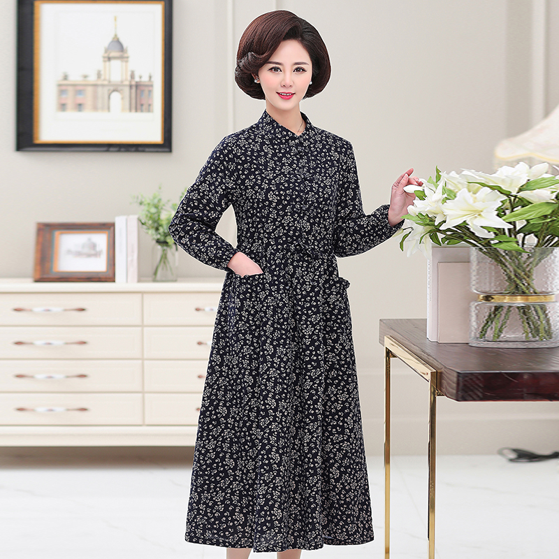 12月02日最新优惠2019女春装新款纯棉碎花中年连衣裙