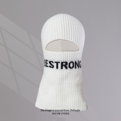 巴拉克拉法帽子男士头套秋冬复古白色毛线针织冷帽防风护脸面罩女