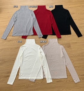 青岛外贸R*OW极简莱赛尔天丝羊毛高龄打底衫堆堆领内搭长T恤打底