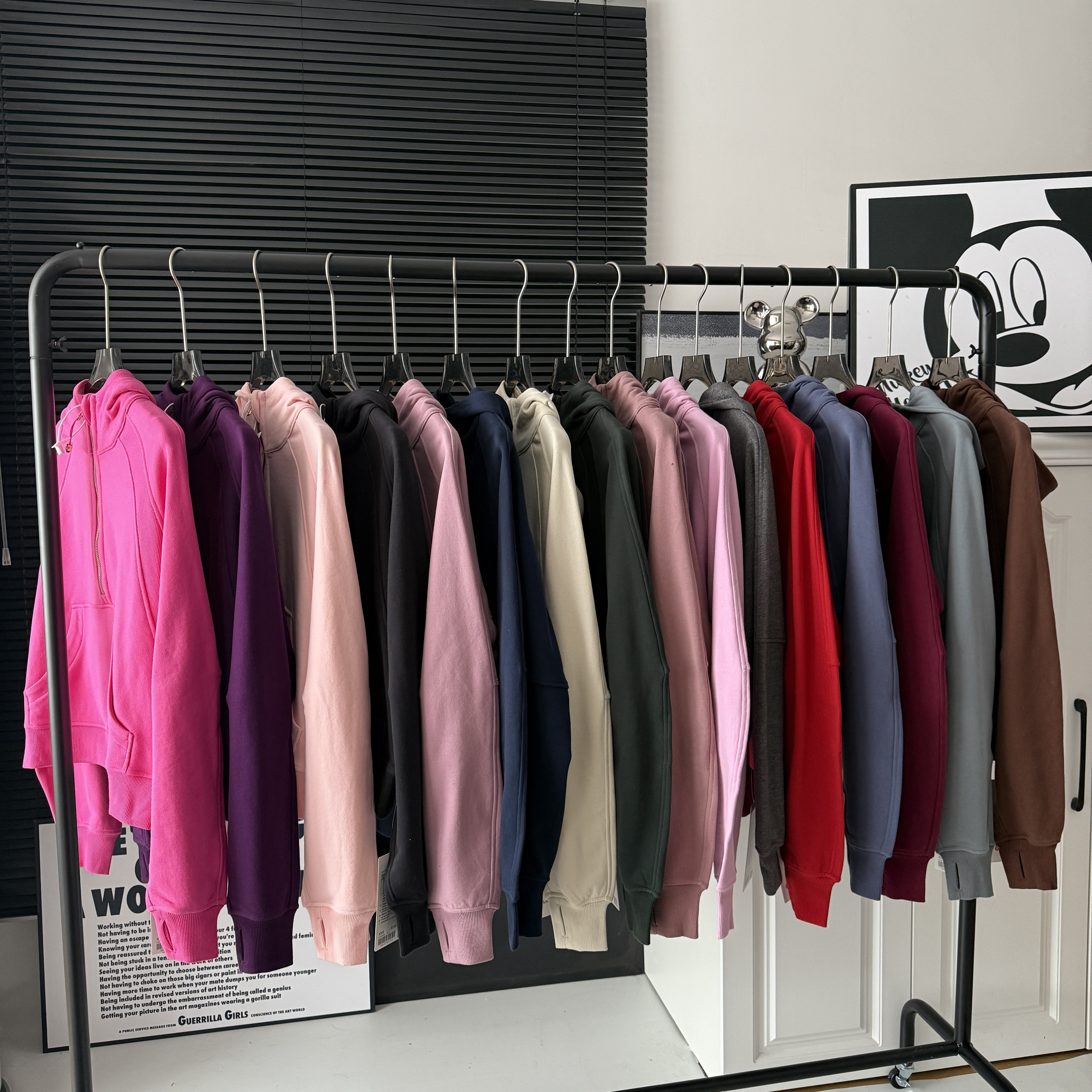 青岛外贸scub女士宽松款半拉链连帽卫衣秋冬运动休闲毛圈上衣瑜伽