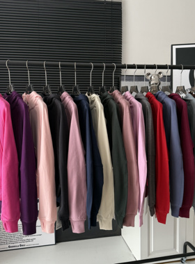 青岛外贸scub女士宽松款半拉链连帽卫衣秋冬运动休闲毛圈上衣瑜伽