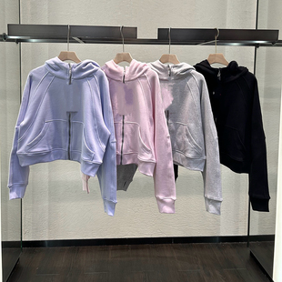 青岛外贸scub宽松版连帽全拉链拉绒卫衣开衫秋冬休闲外套喜悦粉