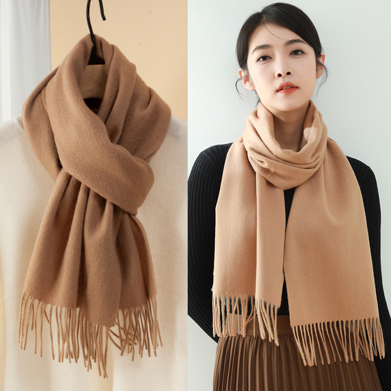 2026年新款秋冬季韩版百搭纯羊毛围巾加厚羊绒保暖长款披肩围脖女