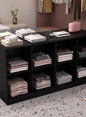 定制服装店中岛柜双面黑色展示台女装店中间摆放桌子陈列柜展示柜