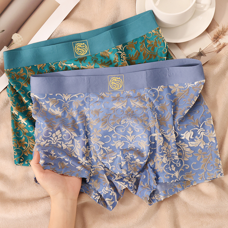 时尚花纹男士丝绒内裤