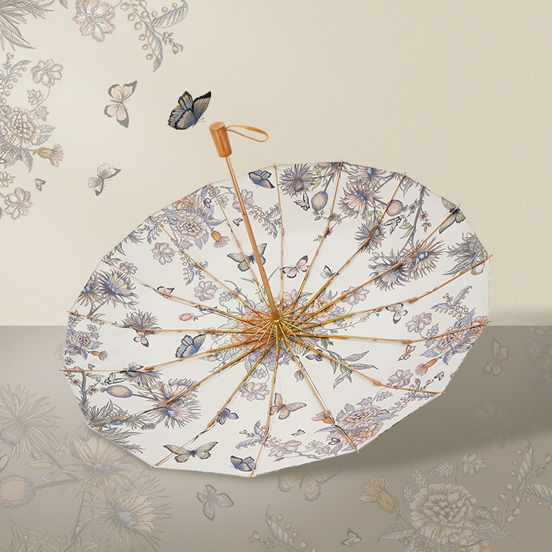 费乐德16骨抗风雨伞双层黑胶防晒抗UV遮阳伞upf50双人伞大号