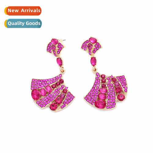 fashi light luxury alloy inlaid full  diamds ginkgo leaf ear