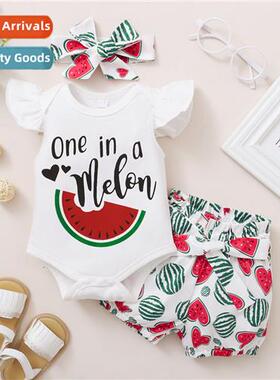 Girls spring  fall  2022 new n watermel letters printed shor