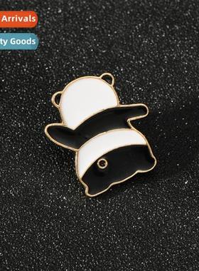 Cute carto Japanese panda brooch natial asure alloy oil drop