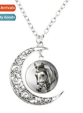 New yew horse glass ball mo necklace whe horse dome glass ha